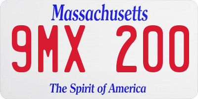 MA license plate 9MX200