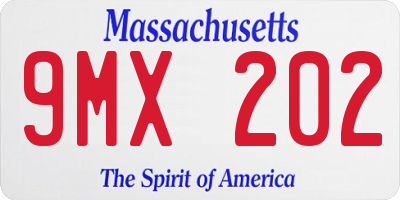 MA license plate 9MX202