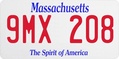 MA license plate 9MX208