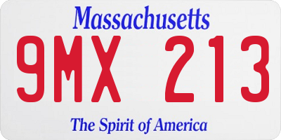 MA license plate 9MX213