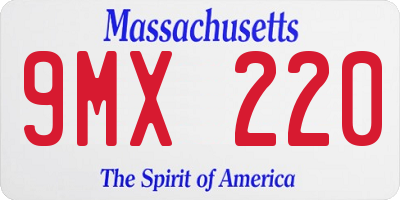 MA license plate 9MX220