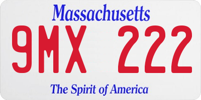 MA license plate 9MX222
