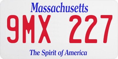 MA license plate 9MX227