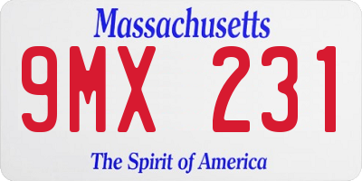 MA license plate 9MX231
