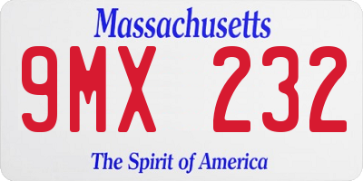 MA license plate 9MX232