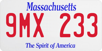MA license plate 9MX233