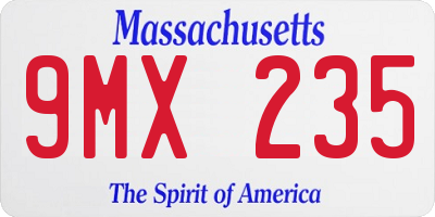 MA license plate 9MX235