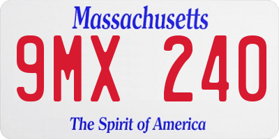MA license plate 9MX240