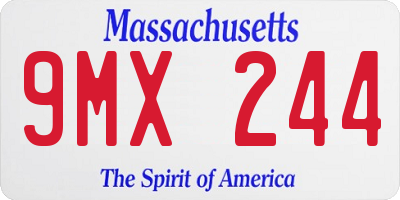MA license plate 9MX244