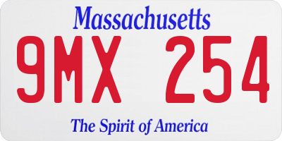MA license plate 9MX254