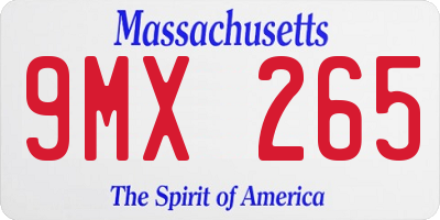 MA license plate 9MX265