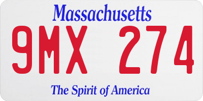 MA license plate 9MX274
