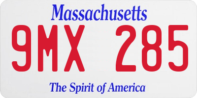 MA license plate 9MX285