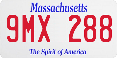 MA license plate 9MX288