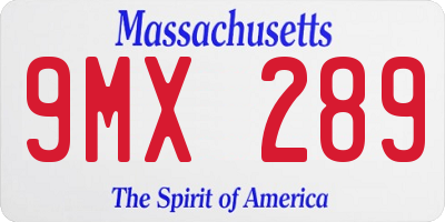MA license plate 9MX289