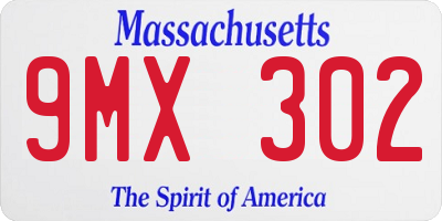 MA license plate 9MX302
