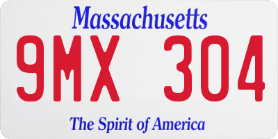 MA license plate 9MX304