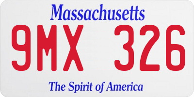 MA license plate 9MX326