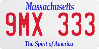 MA license plate 9MX333