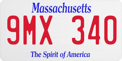 MA license plate 9MX340