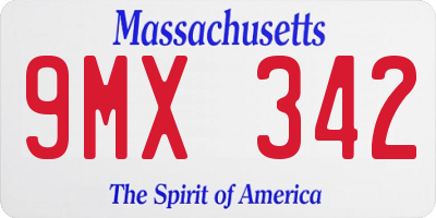 MA license plate 9MX342