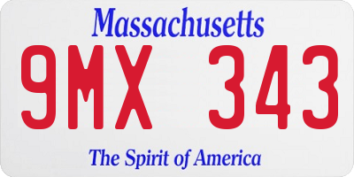 MA license plate 9MX343