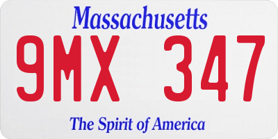 MA license plate 9MX347