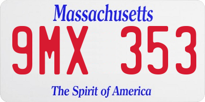 MA license plate 9MX353