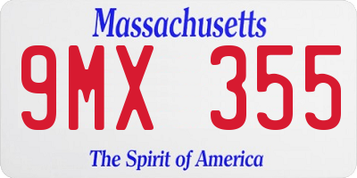 MA license plate 9MX355