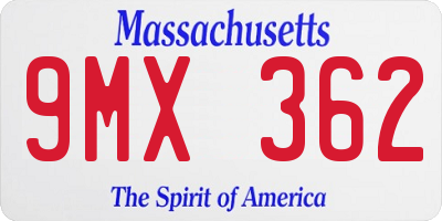 MA license plate 9MX362