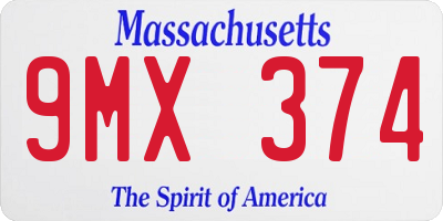 MA license plate 9MX374