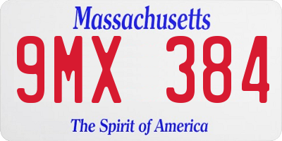MA license plate 9MX384