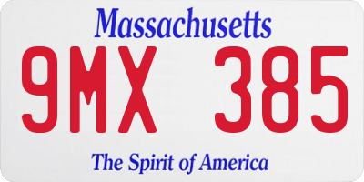 MA license plate 9MX385
