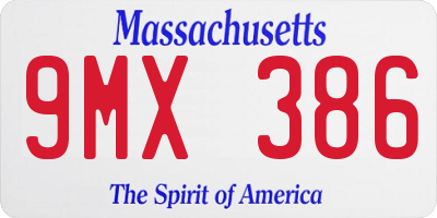 MA license plate 9MX386
