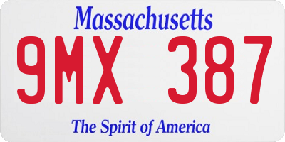 MA license plate 9MX387