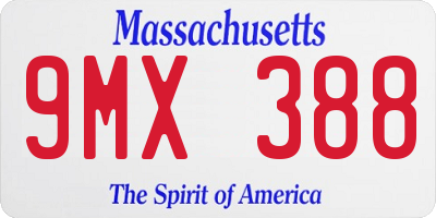 MA license plate 9MX388