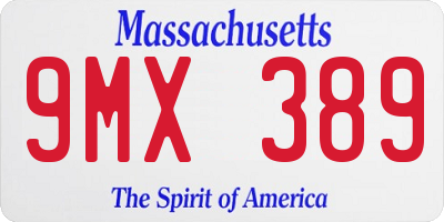 MA license plate 9MX389