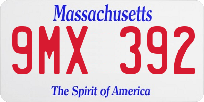 MA license plate 9MX392
