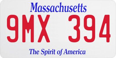 MA license plate 9MX394