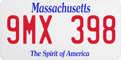 MA license plate 9MX398