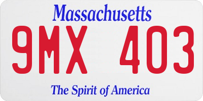 MA license plate 9MX403