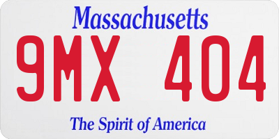 MA license plate 9MX404