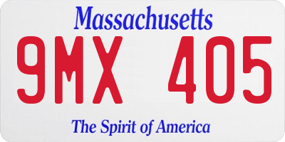 MA license plate 9MX405