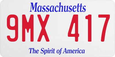 MA license plate 9MX417