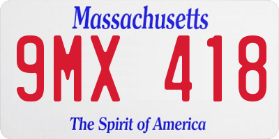 MA license plate 9MX418