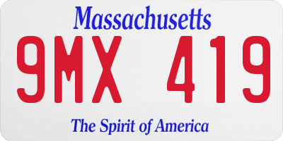 MA license plate 9MX419