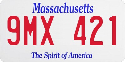 MA license plate 9MX421