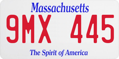 MA license plate 9MX445