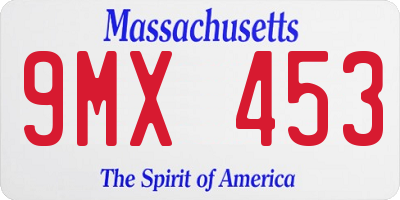 MA license plate 9MX453