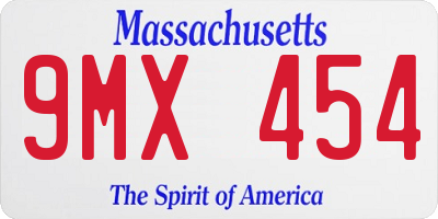 MA license plate 9MX454